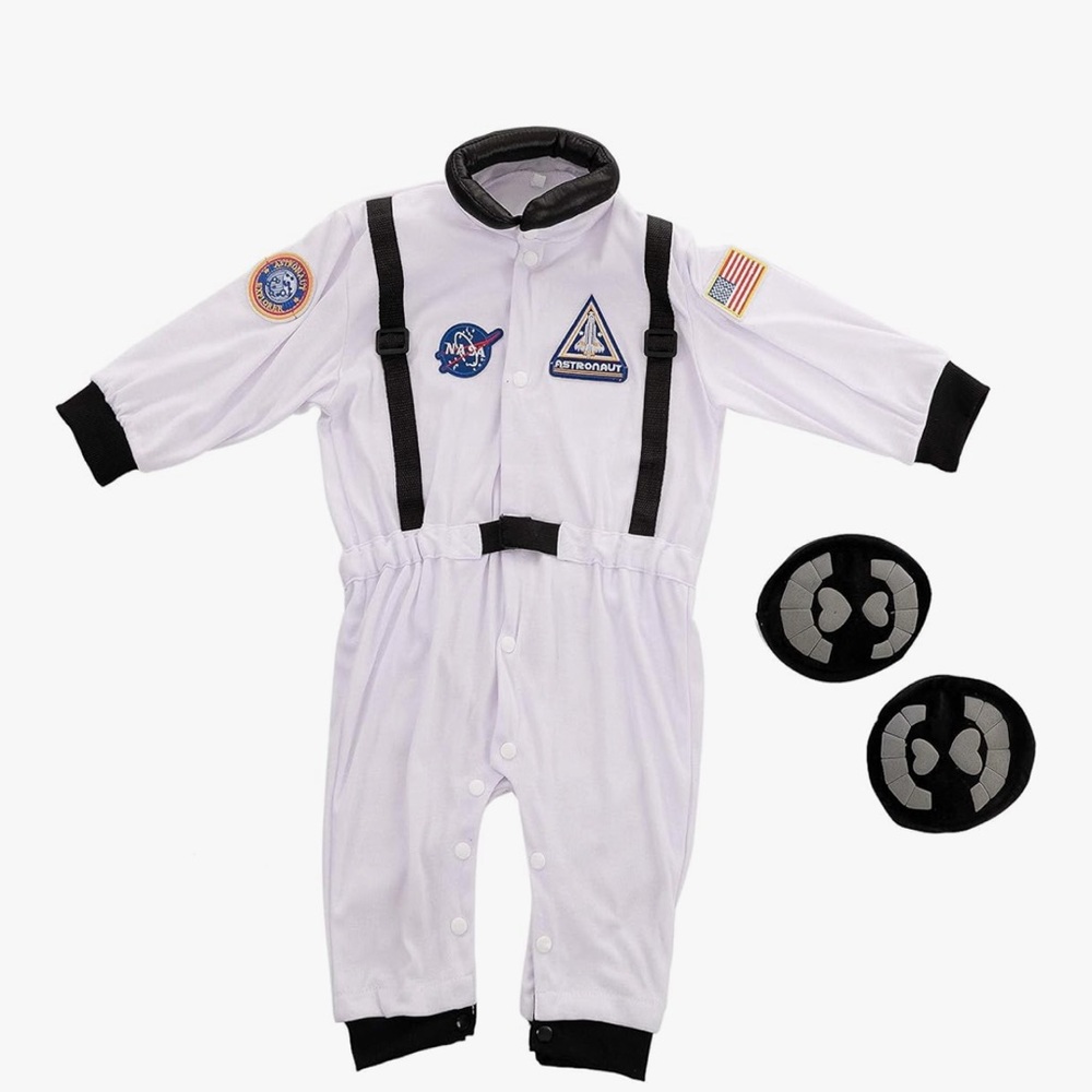 SPOOKTACILAR  creations Boys Astronaut Costume - White and Black jumpsuit NEW